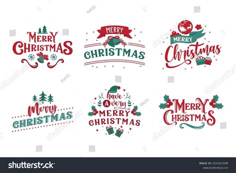 Christmas Lettering Badge On White Background Stock Vector Royalty