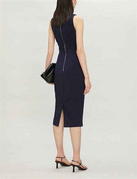 Sleeveless Stretch Woven Midi Dress Navy Womens Ted Baker Work Winetours Madrid