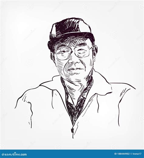 Soichiro Honda Vector Sketch Ilustración Retrato Cara Fotografía