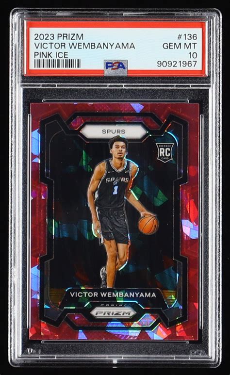 Victor Wembanyama 2023 24 Panini Prizm Prizms Pink Ice 136 RC PSA 10