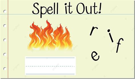 Spell English Word Fire Art Spelling Illustration Vector, Art, Spelling ...