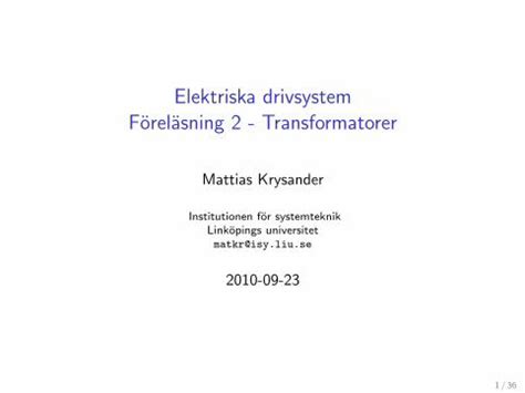 PDF Elektriska Drivsystem F Rel Sning 2 Transformatorer Exempel P