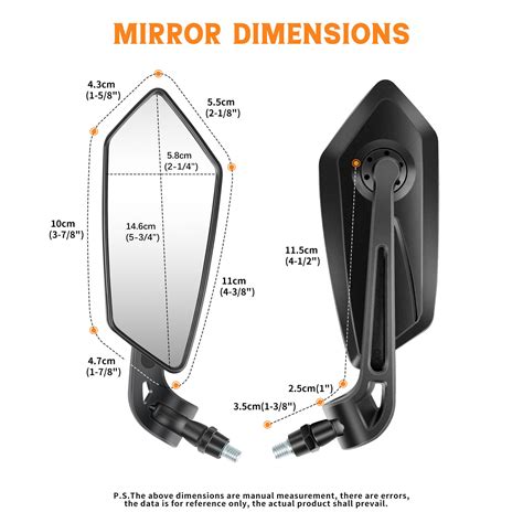 Motorcycle Rearview Wing Side Mirrors 8mm 10mm For Honda Yamaha Suzuki