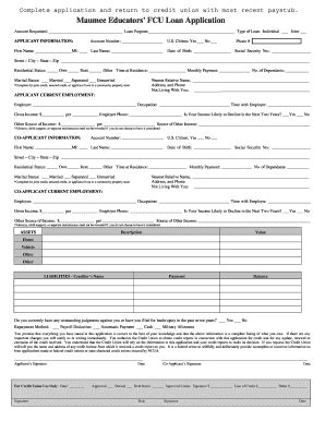 Fillable Online Maumee Educators Fcu Loan Application Fax Email Print