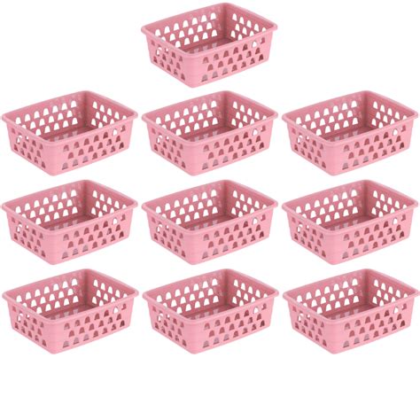 Cesto Organizador Kit 10 Cestinhas 16x12x6cm Rosa Pequeno Multiuso