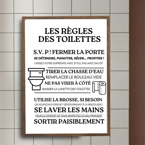 Affiche Les R Gles Des Toilettes Affiche Minimaliste Etsy France