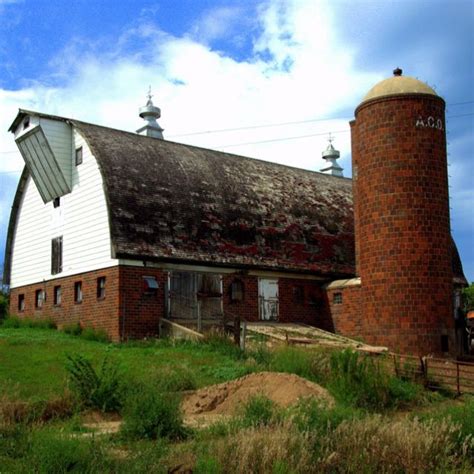 Rustic Old Barn With Silos