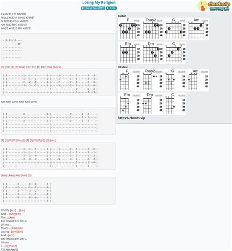 Chord: Losing My Religion - tab, song lyric, sheet, guitar, ukulele ...