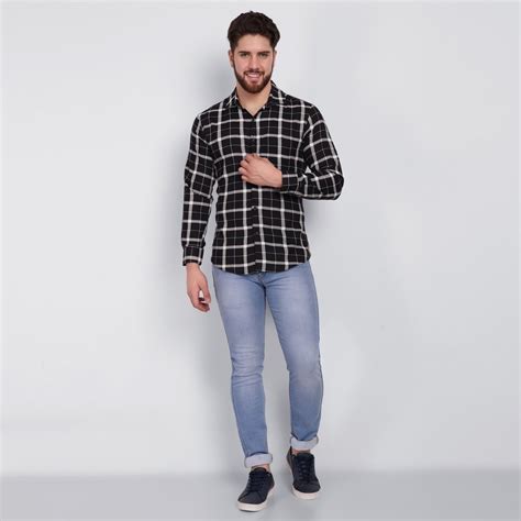 Medium Checks Vastraa Fusion Men S Rayon Big Check Shirts Full Sleeves