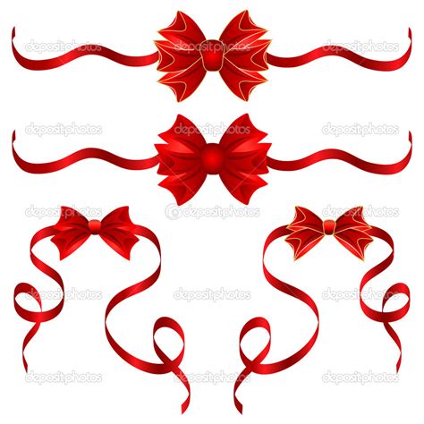 Set Of Red Gift Bows With Ribbons Stock Vector Lilichka