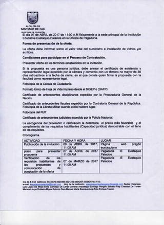 Invitaci N Suministro E Instalaci N De Vidrios Y O Acrilicos Pdf