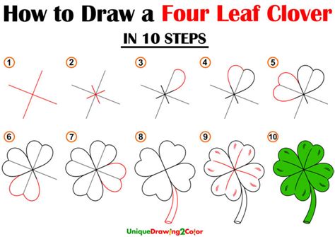 How To Draw A Four Leaf Clover Step By Step Drawing Guides