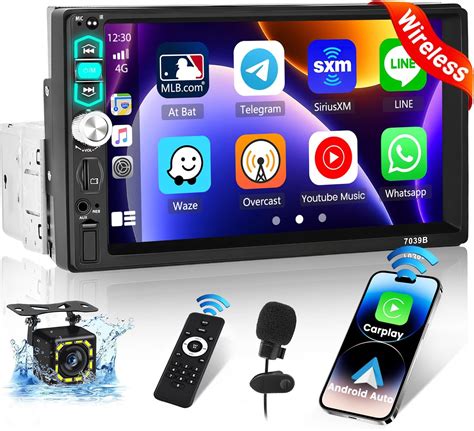 Hikity Autoradio 1 Din Carplay Sans Fil Android Auto Sans Fil 7 Pouces