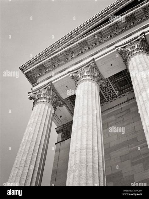 1960s LOOKING UP THE LENGTH OF TWO CORINTHIAN ORDER COLUMNS - s13256 HAR001 HARS SYMBOLIC ...