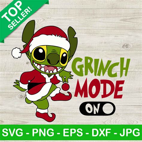 Stitch Grinch Santa Claus Svg Stitch Grinch Mode On Svg Santa Stitch Svg