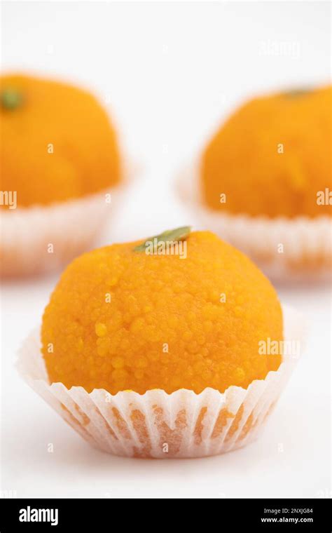 Indian Mithai Motichoor Boondi Laddu Made Of Gram Flour Besan In Desi