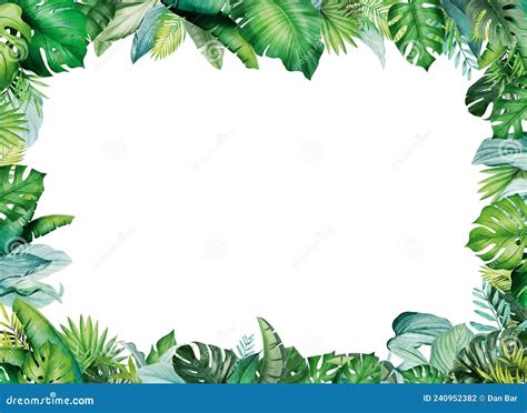 Moldura De Borda Das Folhas Tropicais Ilustração Stock Ilustração de