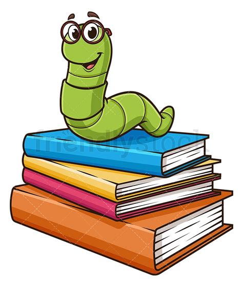 Bookworm On Books Cartoon Clipart Vector - FriendlyStock