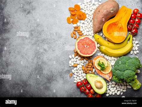 Natural food sources of potassium Stock Photo - Alamy