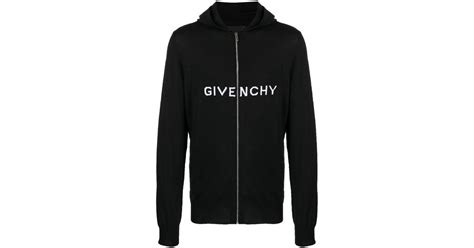 Givenchy Intarsia Knit Logo Wool Hooded Jacket In Black For Men Lyst