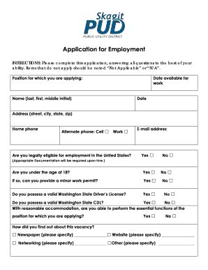 Fillable Online Skagitpud PUD Job Application Write In Formatdoc