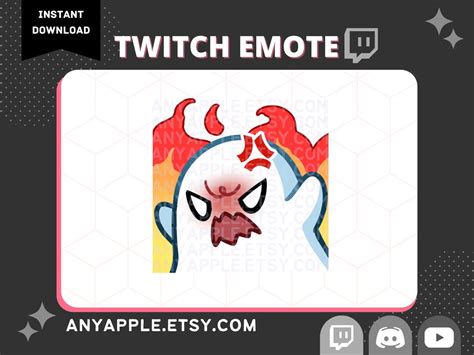 Cute Ghost Twitch Emote For Streamer Discord Emote Angry Rage Fire