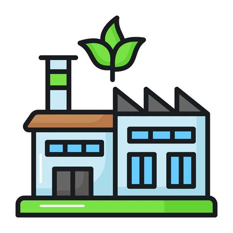 Factory Building With Leaves Depicting Vector Of Green Factory Eco