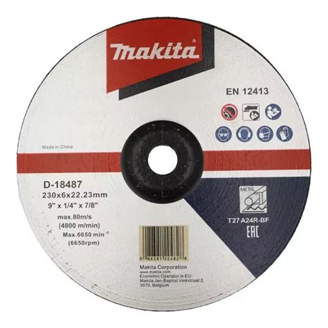 5 Discos Desbaste Metal 230 9 X 6mm A24r Makita D 18487 Cuotas Sin