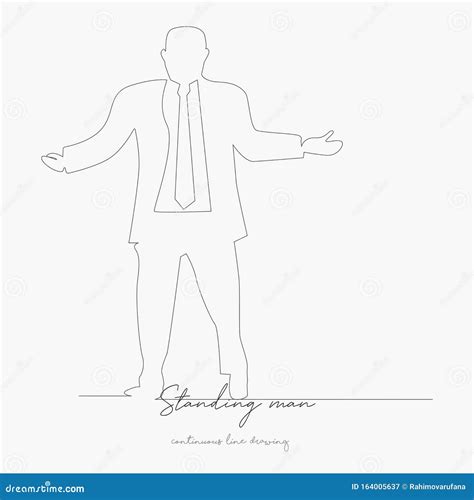 Continuous Line Drawing Standing Man Simple Vector Illustration