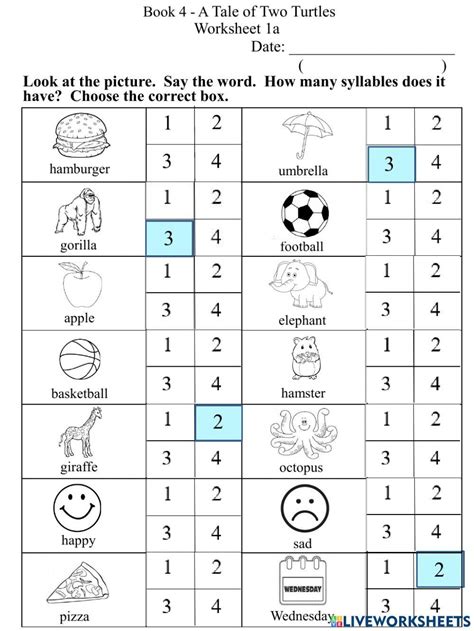 1a Count The Syllables Worksheet Live Worksheets