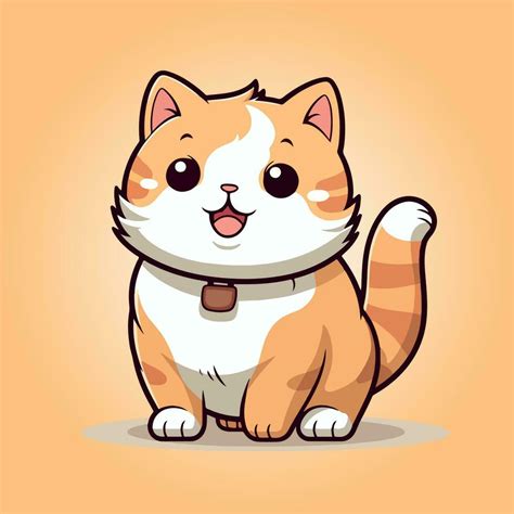 Kawaii Cute Cat Cartoon Characters Vector Isolated Illustration