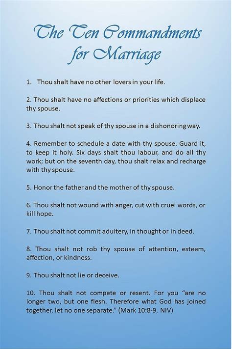 The Ten Commandments For Marriage