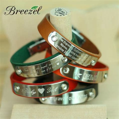 Personalized Leather Bracelet Free Engraving By Milkywaykorea