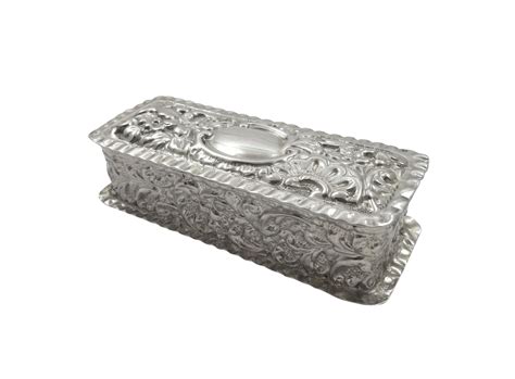 Antique Victorian Sterling Silver Ring Box 1900