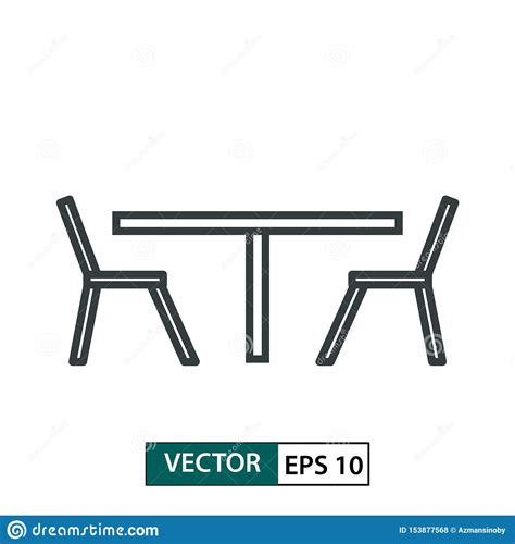 Vector Plano Del Icono De La Tabla Y De La Silla L Nea Estilo Aislado