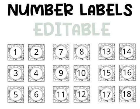 Printable Black and White Number Labels, Classroom Calendar Numbers, Cards