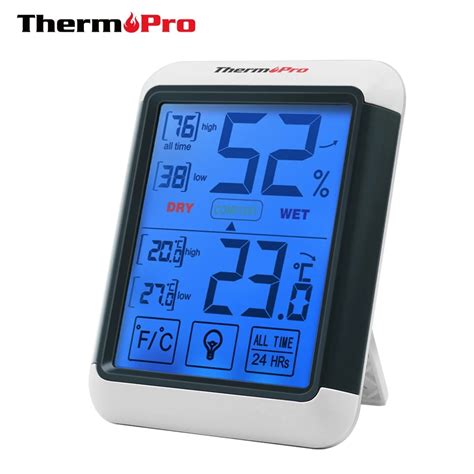 Thermopro Tp55 Digital Hygrometer Thermometer Indoor Thermometer With Touchscreen And Backlight