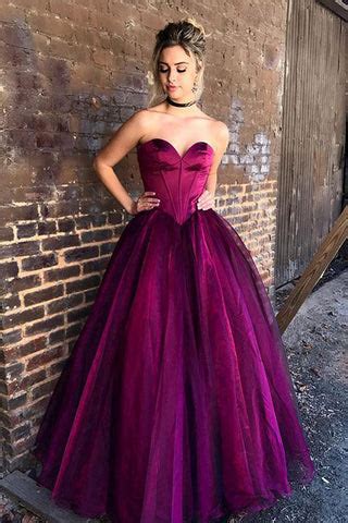 Ball Gown Sweetheart Purple Tulle Long Prom Dress,Formal Evening Dress ...