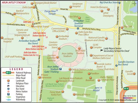 Arun Jaitley Stadium Map, Delhi | Location of Arun Jaitley