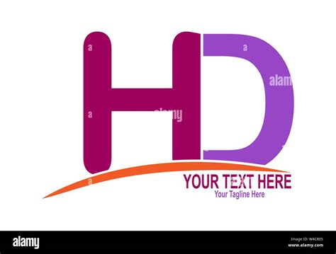 Alphabet Letters H And D Color Flat Style For Logo Design And Brand