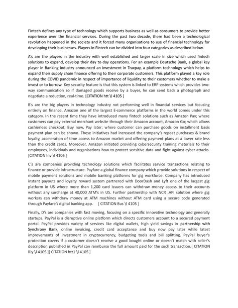 Applications of Fin Tech -Assignment - Fintech defines any type of ... 