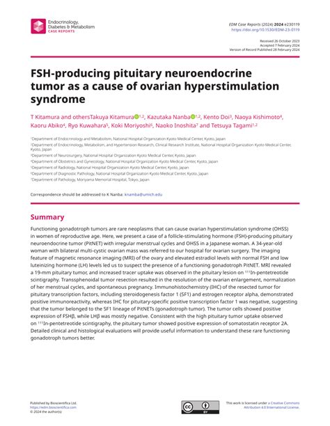 Pdf Fsh Producing Pituitary Neuroendocrine Tumor As A Cause Of Ovarian Hyperstimulation Syndrome