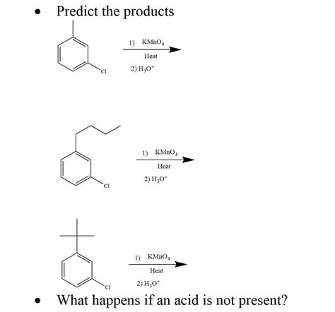 Solved Predict The Products 1 KMno4 Heat Cl 2 H30 1 Chegg