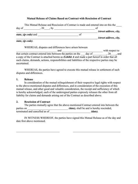 Mutual Release Form Real Estate Fill Online Printable Fillable