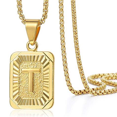 Trendsmax Initial Letter Pendant Necklace Mens Womens Capital Letter Yellow Gold Plated T ...