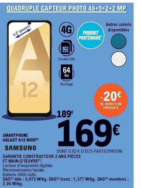 Promo Smartphone Galaxy A12 Noir Samsung Chez E Leclerc ICatalogue Fr