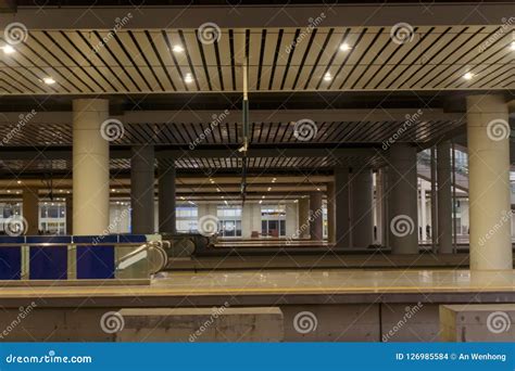 Train on the Railway Station at Night Stock Photo - Image of modern ...