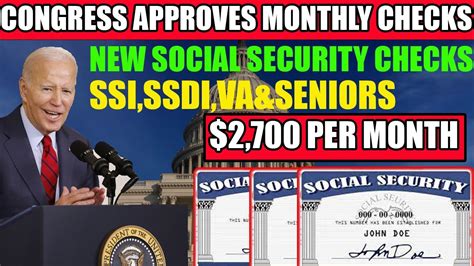 Congress Approves 2700 Monthly Checks For SSI SSDI VA And Seniors