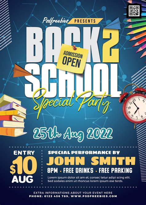 Colorful Back to School Party Flyer PSD | PSDFreebies.com