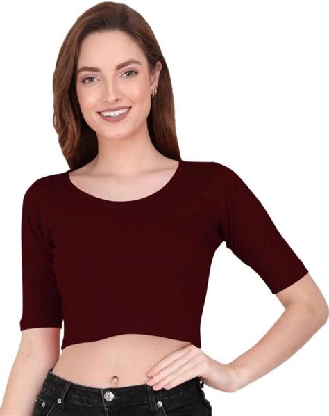 Buy The Blazze Women Maroon Solid Pure Cotton Round Neck Blouse Xxl Online At Best Prices In